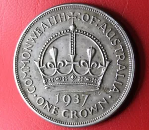 1937 SILVER CROWN VERY LIGHTLY CIRCULATED EVEN TONING PREDECIMAL COIN #AA192 - Bild 1 von 8