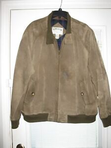 Vintage Orvis Suede Leather Bomber Jacket xxlrg flannel lined READ