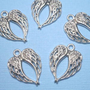 10 pcs Tibetan Silver 22mm Angel Wings Wing Charm Pendant