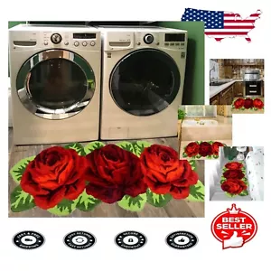 Romantic Red Rose Floral Runner Rug 49.2x25.6 inch - Ultra Absorbent Non-Slip - Picture 1 of 9