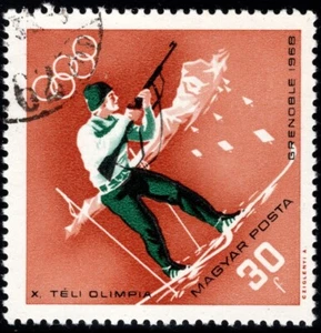 Tip Topical Hungary HU 1872 Used - 1968 Winter Olympics Grenoble - Shooting - Picture 1 of 1