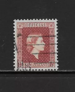 NEW ZEALAND SCOTT O101 USED VF - 1954 1.5p ROSE BROWN OFFICIAL ISSUE - BEAUTY! - Picture 1 of 2