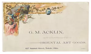 G.M. Acklin Orientalische Kunst Waren Händlerkarte Toledo Ohio Antik 1800er - Bild 1 von 5