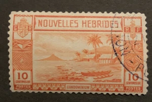 1938 New Hebrides French 10c Orange FU Stamp F54 - Picture 1 of 2