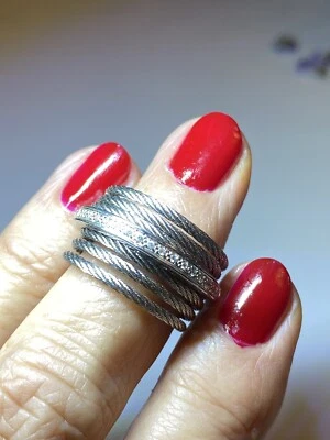 Anillo Charriol Diamante Oro Blanco 18K Acero Banda Ancha   Foto 1 de 4