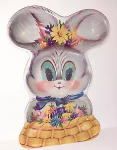 Vtg Easter Bunny Rabbit Party Tray Plastic Bunny Shaped 70s Kitsch Candy Dish - Picture 1 of 5