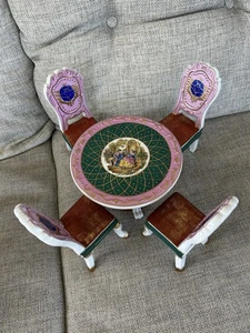 Mesa redonda/4 sillas vintage Royal China Work (VR 1847) pintada a mano con adornos dorados - Imagen 1 de 11