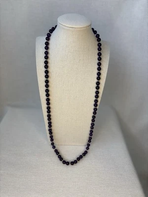 Amethyst Beaded Necklace With Tiny Gold Beads 30” 14kt Gold Plated FedEx Clasp - Image 1 of 4