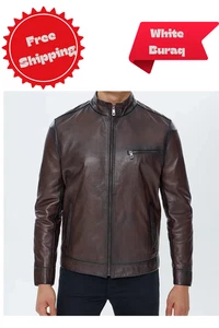White Buraq Men’s Sheepskin Bomber Jacket – Timeless Style Built for Modern Life - Picture 1 of 5