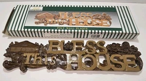 Vtg Bless This House Wall Plaque Hanging Faux Wood Carved Poly Resin - Picture 1 of 23