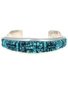 Brazalete con incrustaciones de adoquines elevados turquesa montaña nube natural de alta calidad - Imagen 1 de 5