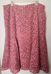 Liz Claiborne Skirt Womens XL Fully Lined Flowy A-Line Side Zip Pink Leaf Print - Picture 1 of 3
