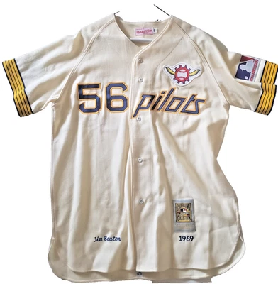 1969 Jim Bouton Seattle Pilots Baseball Jersey Mitchell & Ness Size48 New w/Tags - Image 1 of 4