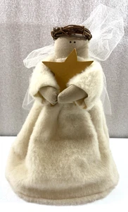 Country Christmas Angel Tree Topper 10.5"H - Picture 1 of 6