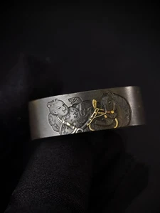 Japanisches Samurai Muster Single Fuchi für Wakziashi Edo Periode Antik F186 - Bild 1 von 8