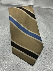 Vintage Givenchy Krawatte Herren hellbraun blau braun gestreift 100% Seide Krawatte Designer 90er - Bild 1 von 6
