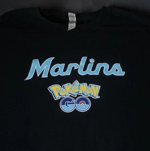 Pokemon GO Shirt Mens XL Miami Marlins MLB Baseball Mystic 2024 Gildan Tee - Picture 1 of 11
