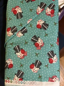 Moda Urban Chiks Sweet Christmas Turquoise Snowman 1/2 Yard OOP - Picture 1 of 5