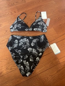 Top a compressione Carve Designs Drea nero ginkgo M nuovo set bikini fondo Lani - Foto 1 di 9