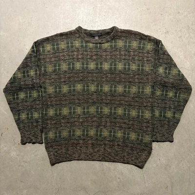 Suéter Tejido A Rayas Geoffrey Beene XL Verde Oliva Acrílico Años 90 De Colección  Foto 1 de 4