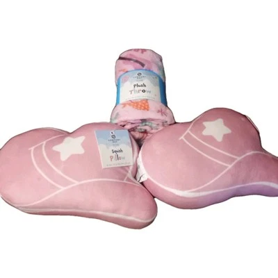 2- Sombrero de vaquero de 16" almohadas aplastantes y manta de felpa 50" por 60" rosa occidental Foto 1 de 4