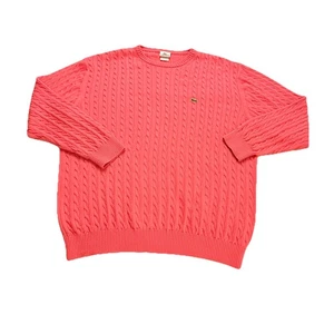 Maglione vintage Lacoste uomo 7 2XL rosa corallo maglia cavo pullover girocollo XXL DIFETTO - Foto 1 di 9
