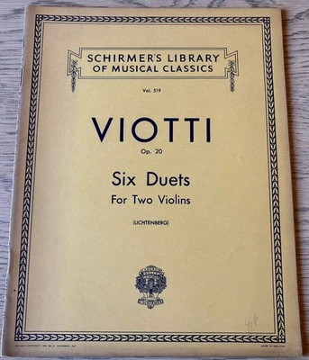 VIOTTI SIX DUETS OP 20 FOR TWO VIOLINS SHEET MUSIC BOOK (1939) LICHTENBERG UK - Image 1 of 3