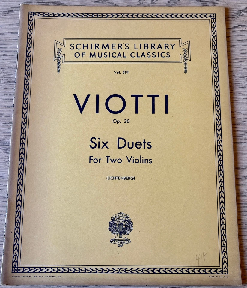 VIOTTI SIX DUETS OP 20 FOR TWO VIOLINS SHEET MUSIC BOOK (1939) LICHTENBERG UK - Image 1 of 3