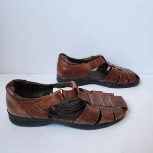 Earth Shoes Gelron 2000 Harlen Sandals Womens 8.5W Comfort Leather Brown Strap - Picture 1 of 10