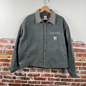 Vintage Carhartt Jacket Mens 3XL Green Canvas Detroit Blanket Lined Zip Up 90s - Picture 1 of 10