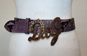 Dolce Gabbana Damen Lila Python Haut Leder Kristall Gürtel Größe 80/S - Bild 1 von 19