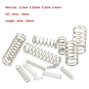 10Pcs Wire Dia 0.2/0.3/0.4mm A2 Stainless Steel Compression Spring OD 2mm-10mm - Picture 1 of 4