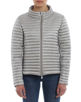 Chaqueta Bomber Save The Duck Iris Puffer Nueva con Etiquetas en Gris Plateado Pequeña Foto 1 de 4