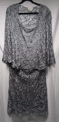  SOULMATES Hand Crochet 3/4 Bell Sleeve 3pc. Evening Gown. Size XL - Image 1 of 4