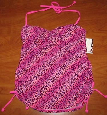 NOVO MAIÔ TANKINI BONGO JÚNIOR ROSA ESTAMPA DE LEOPARDO TAMANHO M NOVO COM ETIQUETAS - Imagem 1 de 2