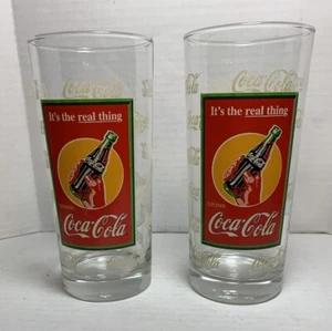 2 Coca-Cola 15 Unzen Glas Becher "It's The Real Thing" Anchor Hocking 6,25 Zoll - Bild 1 von 10