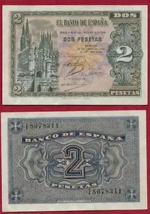 ESPAÑA 2 Pesetas año 1938. Serie I nº 8078311. Catedral de Burgos. MUY BONITO. - Imagen 1 de 1