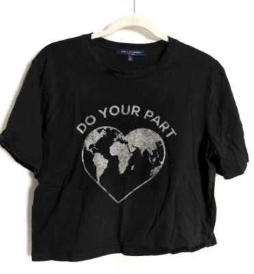 Camiseta One Clothing Ligera Gráfica Cuadrada Ligeramente Recortada Negra LG #13938 Foto 1 de 3