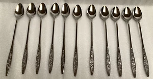 "Rosas texturizadas Eldan acero inoxidable Japón ELD18 11 cucharas de té helado 8 1/8""" - Imagen 1 de 3
