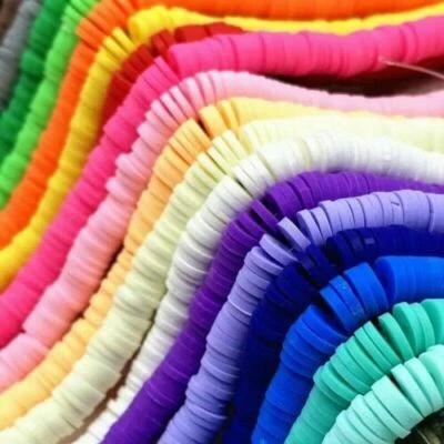 Polymer Clay Heishi Flat Round Disc Beads - Size 4 / 5 / 6 / 8mm. - Image 1 of 4