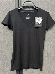 Woolly Women's 95% Merino Wool V-Neck Tee, Size Extra Small, Black - Picture 1 of 2