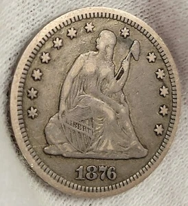 1876 25C Liberty Seated Quarter * ORIGINAL GUN METAL GREY* - Picture 1 of 5