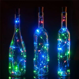 BULK PACK (3) 20 RGB LED Cork Wine Bottle Lamp Fairy String Light Stopper 40" - Picture 1 of 5