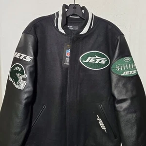 Giacca Pro Standard NFL NEW YORK JETS Turn It Up Uomo Medium RIB Varsity Nuova con etichette - Foto 1 di 16