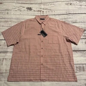 NWT Roundtree & Yorke Button Up Shirt Red Short Sleeve Square Tail Men's XL - Picture 1 of 13