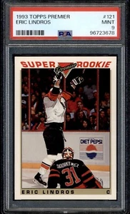 1993 Topps Premier Super Rookie RC Eric Lindros #121 Nordiques/Flyers PSA 9 - Picture 1 of 2