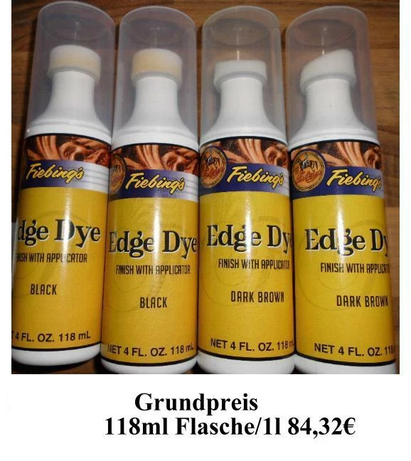 Fiebings Edge Dye Finish +Applicator Beschichten und Glätten von Lederkanten NEU
