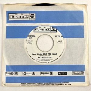 The Grass Roots You Gotta Live For Love River Is Wide 7" Promo 45 RPM Single - Foto 1 di 6