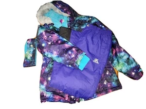 Girls Size 16 Galaxy Print Snowsuit 3 Piece Set Purple Blue Black Green Multi Co - Picture 1 of 8