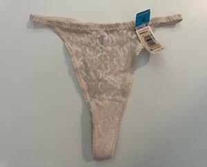 Vtg Maidenform Pvt Affair High Cut Stretch Lace Thong Panties Size 6 Beige - Picture 1 of 8